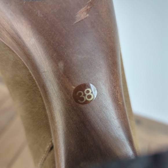 See by Chloe Solfo Buckle Wood Platform Ankle Boots Tan Suede - Picture 10 of 14